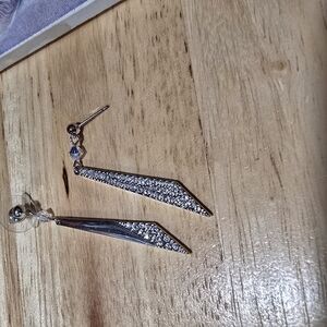Touchstone Crystal Silver Sparkling Earrings